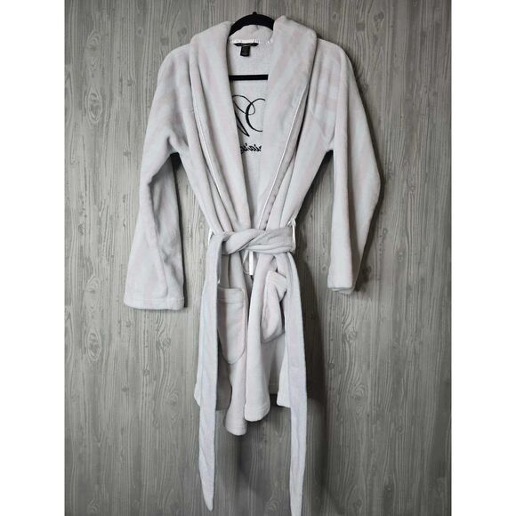Victoria’s Secret LOVE Robe Pink White Stripe Plush Belted Bathrobe Women’s M/L - Picture 7 of 7